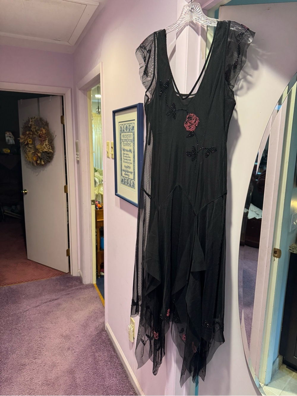 LIKE NEW!! Sue Wong Size 14 Asymmetrical Mesh Dress - Picture 11 of 12